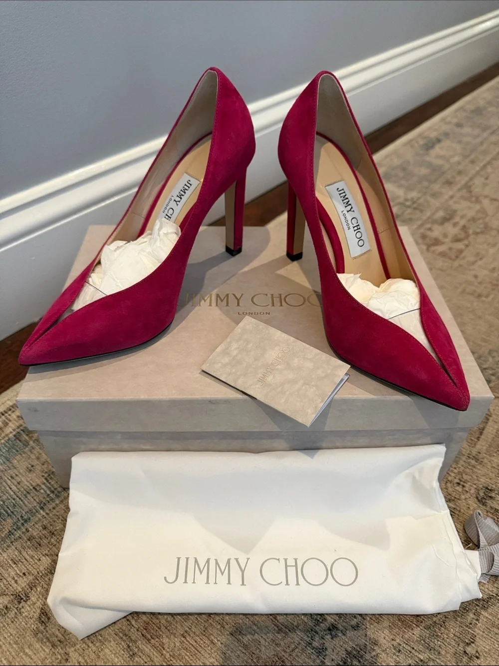 Jimmy Choo Fuchsia Suede Pointed-Toe Stiletto Pumps